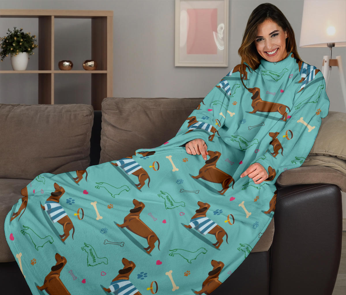 Dachshund Paw Decorative Print Pattern Adult Sleeve Blanket