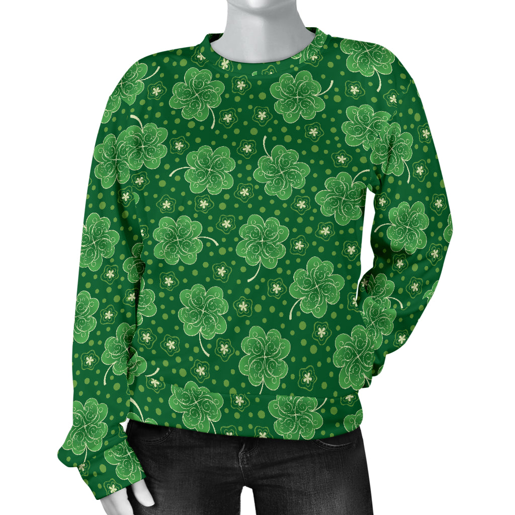Shamrock Design Print Women Long Sleeve Sweatshirt