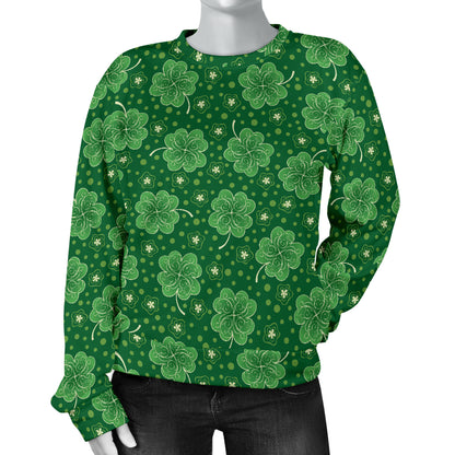 Shamrock Design Print Women Long Sleeve Sweatshirt