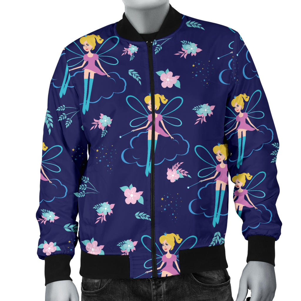 Fairy Cartoon Style Print Pattern Men Bomber Jacket