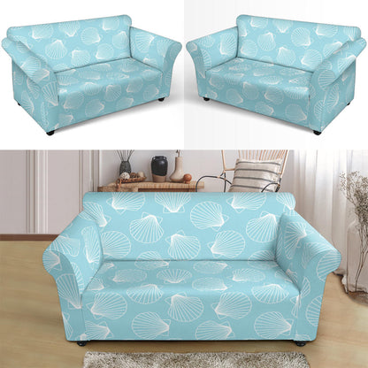 Seashell Print Design LKS3010 Loveseat Couch Slipcover