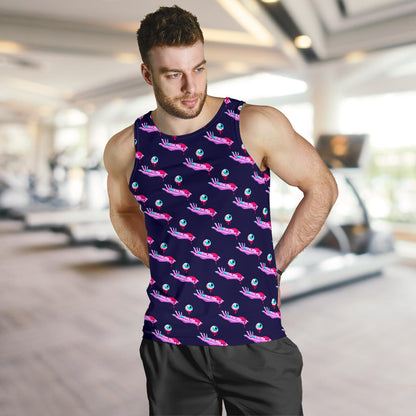 Zombie Pink Hand Design Pattern Print Men Tank Top