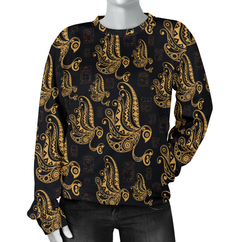 Owl Tribal Polynesian Design Print Women Long Sleeve Sweatshirt