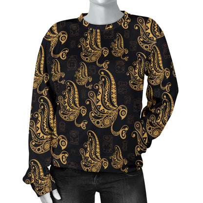 Owl Tribal Polynesian Design Print Women Long Sleeve Sweatshirt