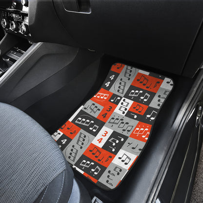 Music Note Design Themed Print Car Floor Mats Front Back