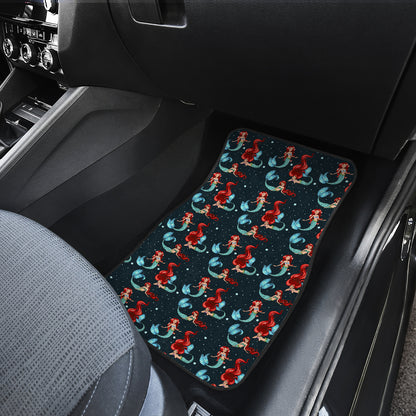 Mermaid Girl Themed Design Print Car Floor Mats Front Back
