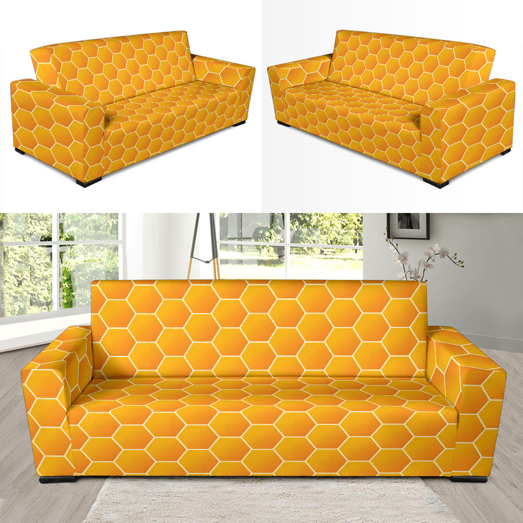 Honey Bee Honeycomb Print Design LKS3011 Sofa Slipcover