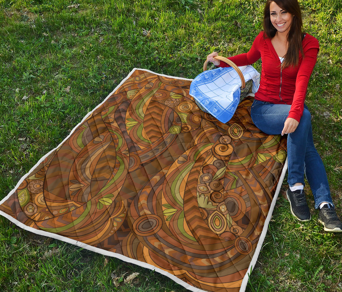 Maori Ornament Design Print Quilt Bedspread