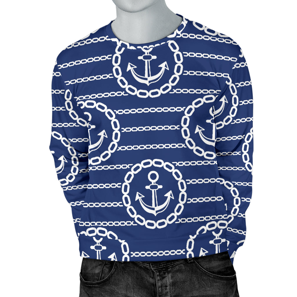 Anchor Stripe Pattern Men Long Sleeve Sweatshirt