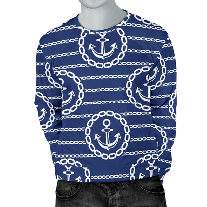 Anchor Stripe Pattern Men Long Sleeve Sweatshirt