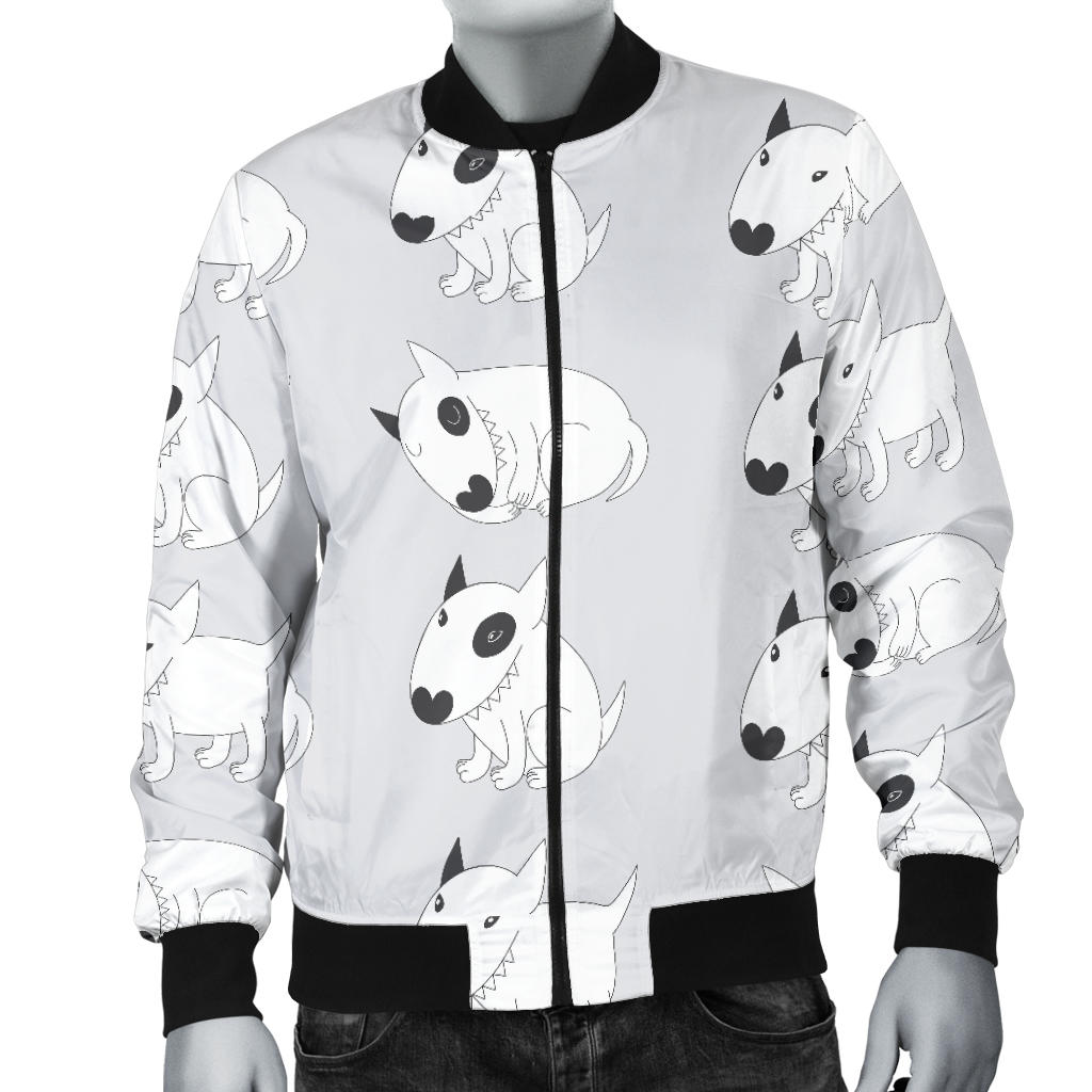 Bull Terrier hand draw Print Pattern Men Bomber Jacket