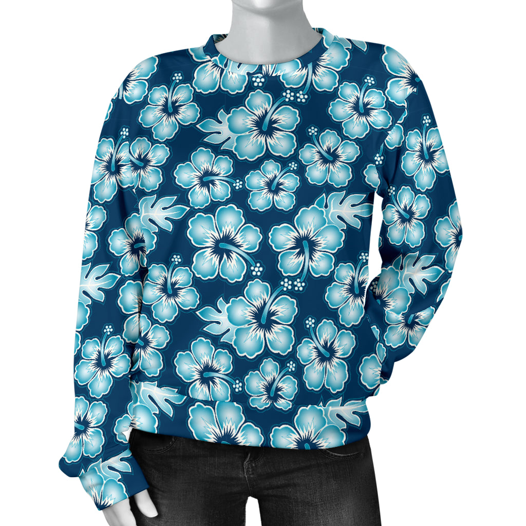 Hibiscus Flower Hawaiian Themed Women Long Sleeve Sweatshirt