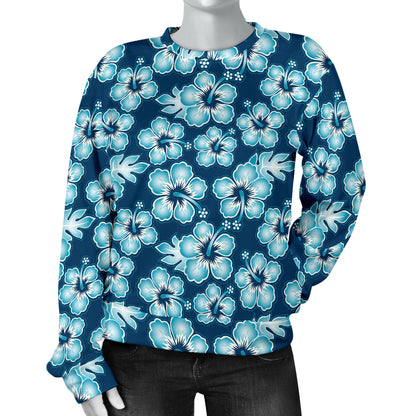 Hibiscus Flower Hawaiian Themed Women Long Sleeve Sweatshirt