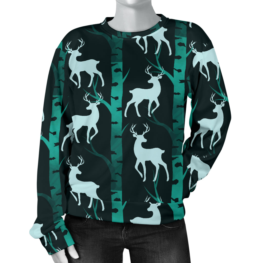 Deer Jungle Print Pattern Women Long Sleeve Sweatshirt