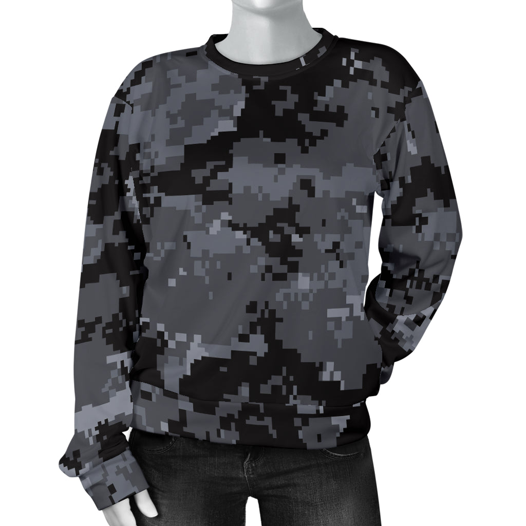 ACU Digital Black Camouflage Women Long Sleeve Sweatshirt