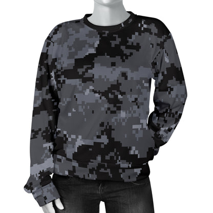 ACU Digital Black Camouflage Women Long Sleeve Sweatshirt
