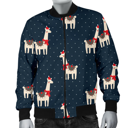 Llama with Polka Dot Themed Print Men Bomber Jacket