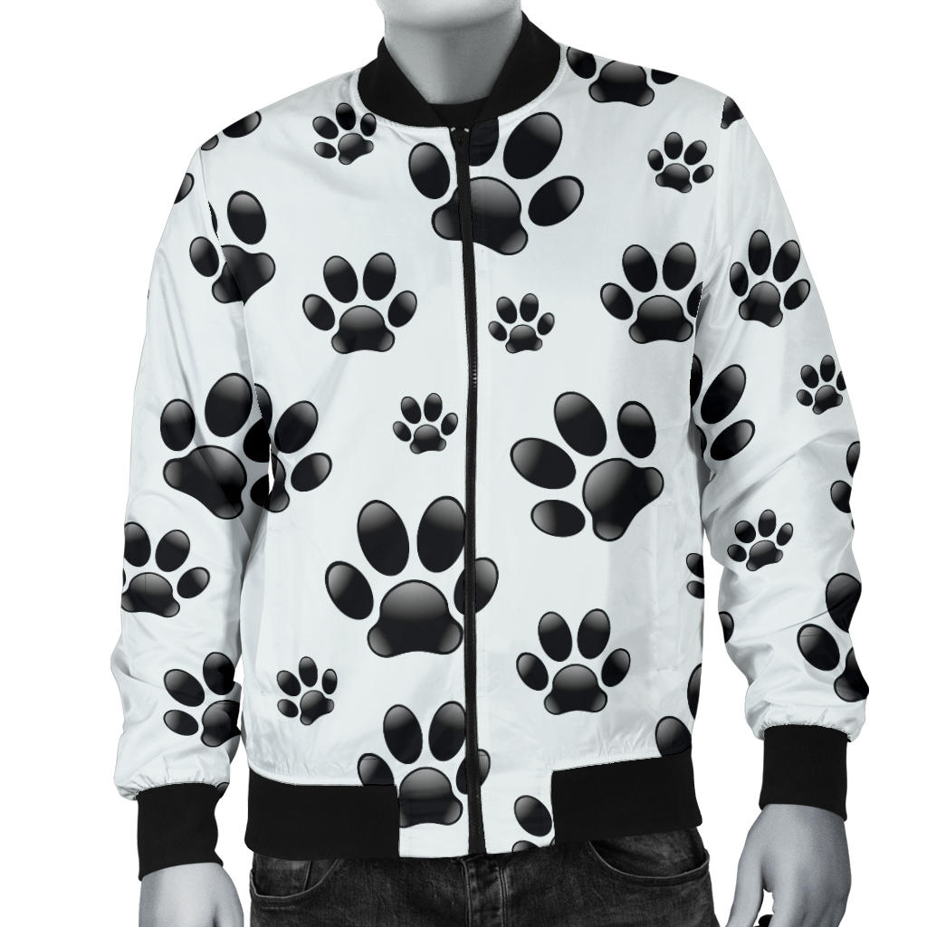 Paw Themed Print Men Bomber Jacket