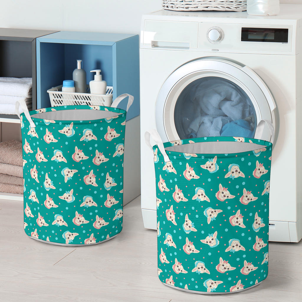 Chihuahua Polka Dot Pattern Laundry Basket