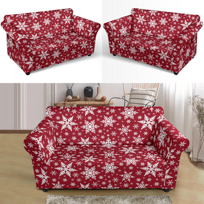 Snowflake Red Print Design LKS302 Loveseat Couch Slipcover