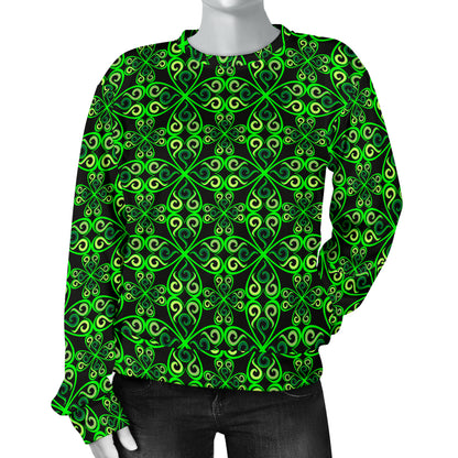 Celtic Green Neon Design Women Long Sleeve Sweatshirt