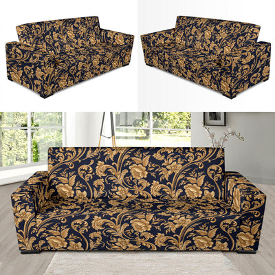 Baroque Golden Pattern Print Design 03 Sofa Slipcover