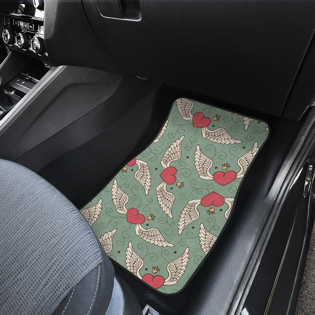 Angel Wings Heart Design Themed Print Car Floor Mats Front Back