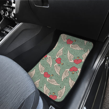 Angel Wings Heart Design Themed Print Car Floor Mats Front Back