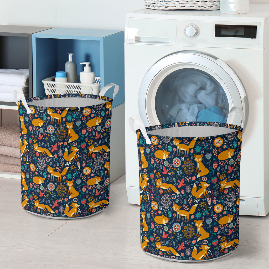 Fox Cute Jungle Print Pattern Laundry Basket