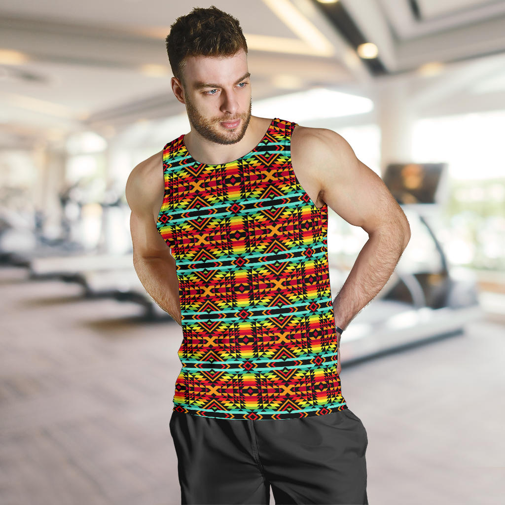 Kente Red Design African Print Men Tank Top