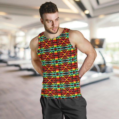 Kente Red Design African Print Men Tank Top