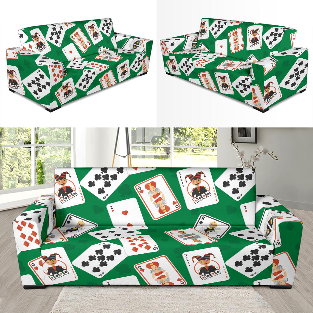 Poker Cards Pattern Print Design A03 Sofa Slipcover