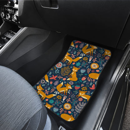 Fox Cute Jungle Print Pattern Car Floor Mats Front Back