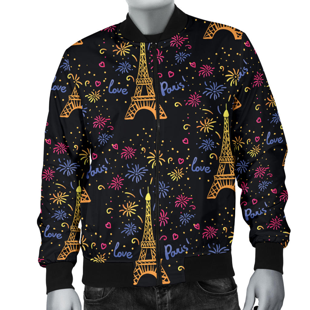 Eiffel Tower Love Paris Print Men Bomber Jacket