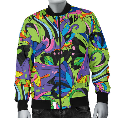 Psychedelic Trippy Mushroom Themed Men Bomber Jacket