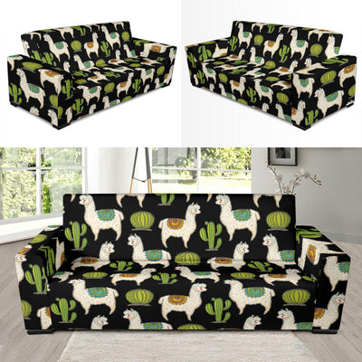 Alpaca Cactus Pattern Print Design 07 Sofa Slipcover