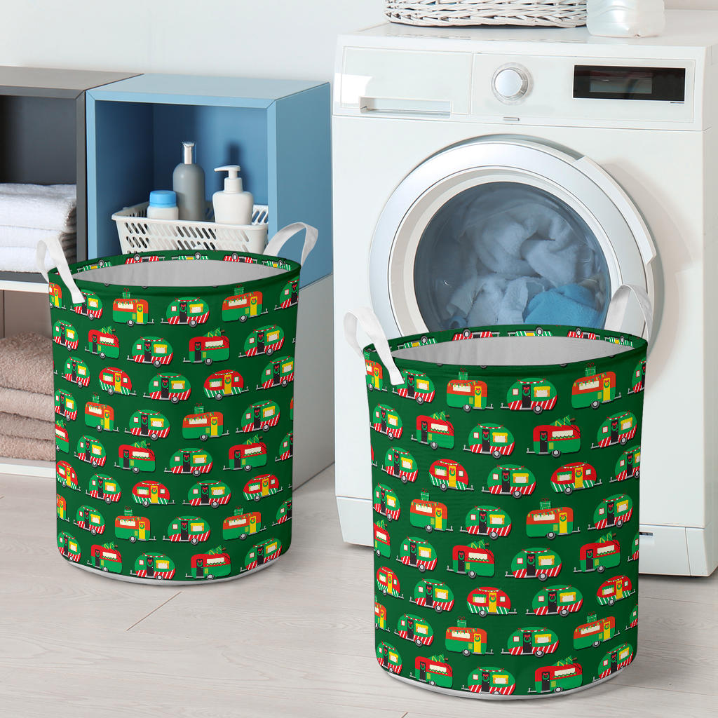 Camper Camping Christmas Themed Print Laundry Basket