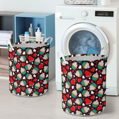Cupcakes Heart Print Pattern Laundry Basket