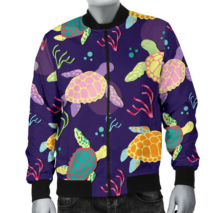 Sea Turtle Color Smile Men Bomber Jacket