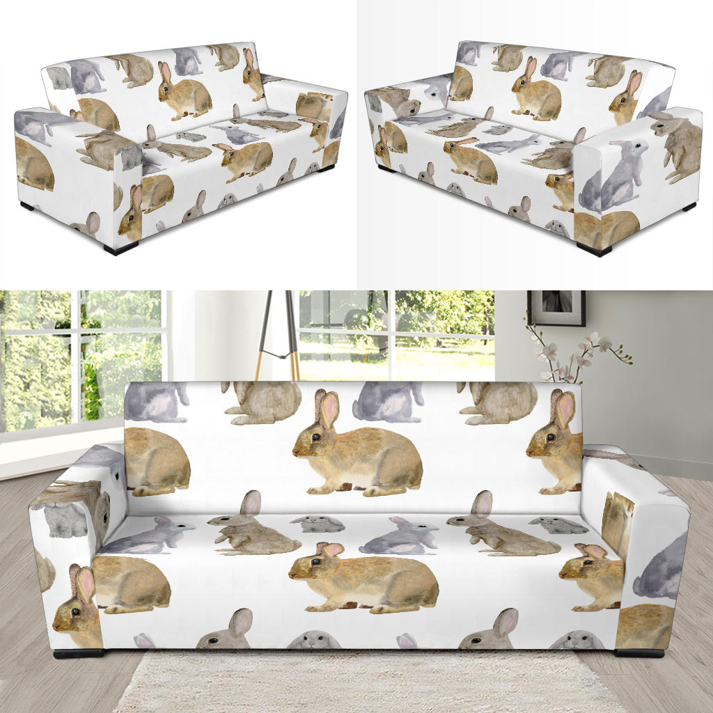 Rabbit Pattern Print Design 02 Sofa Slipcover