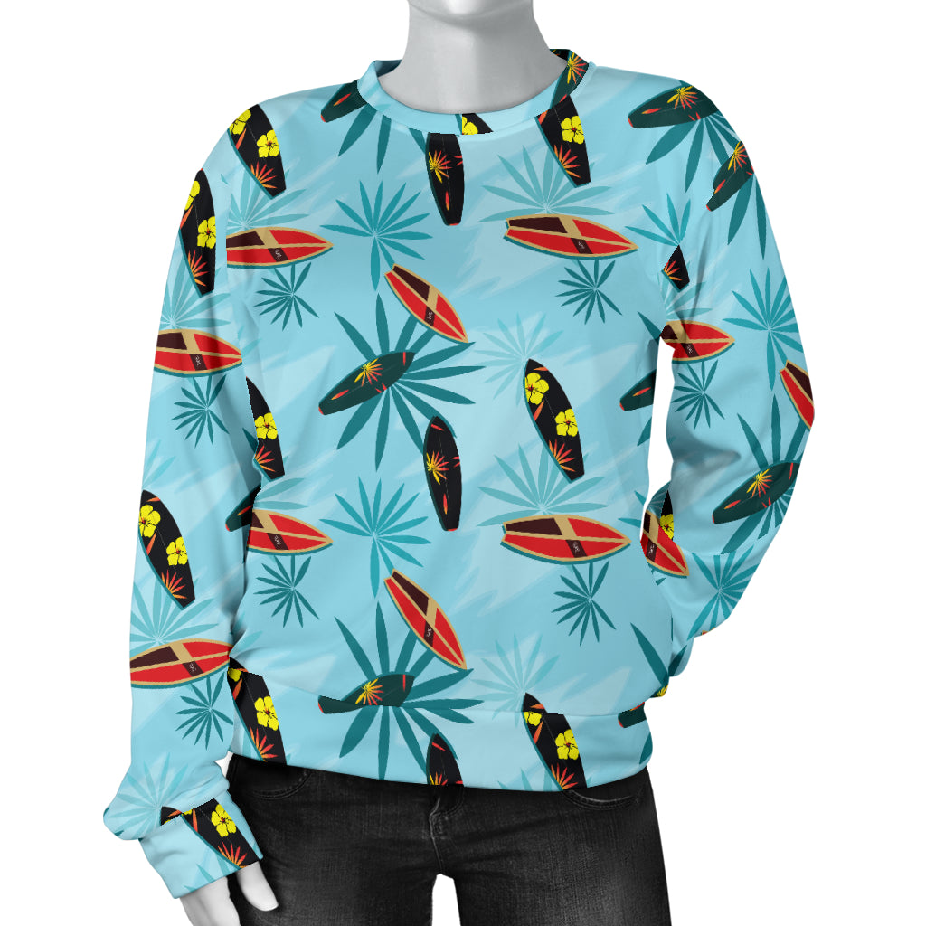 Surfboard Themed Pattern Women Long Sleeve Sweatshirt