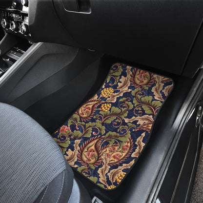 Floral Vintage Classic Print Car Floor Mats Front Back