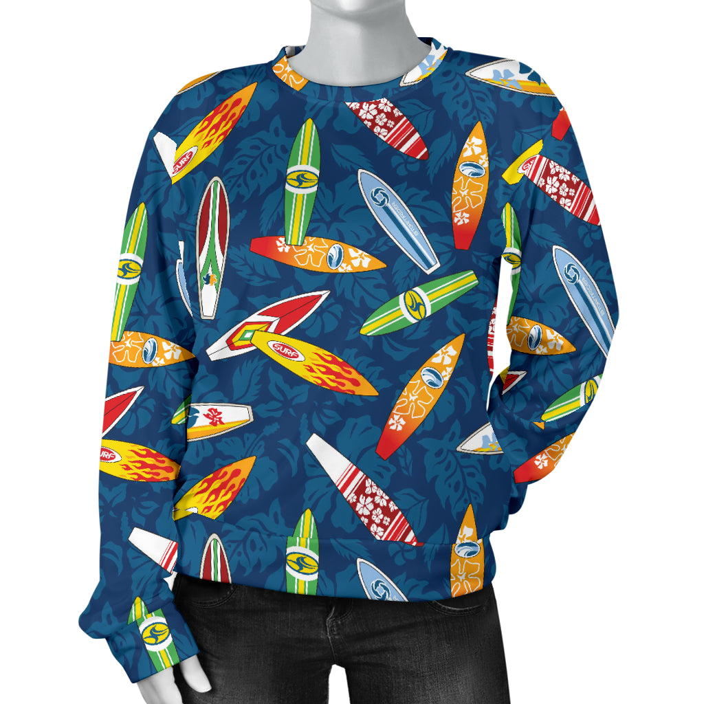 Surfboard Pattern Print Women Long Sleeve Sweatshirt