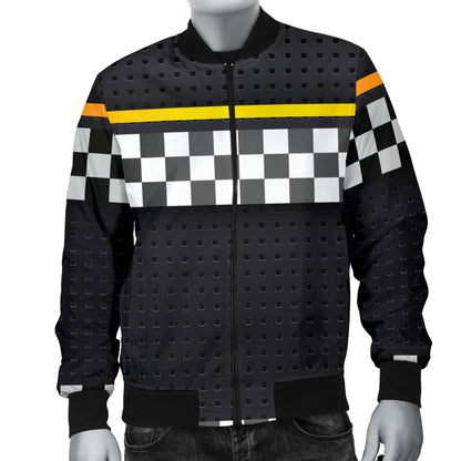 Checkered Flag Yellow Line Style Men Bomber Jacket