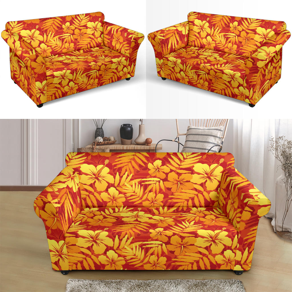 Hibiscus Summer Print Design LKS302 Loveseat Couch Slipcover