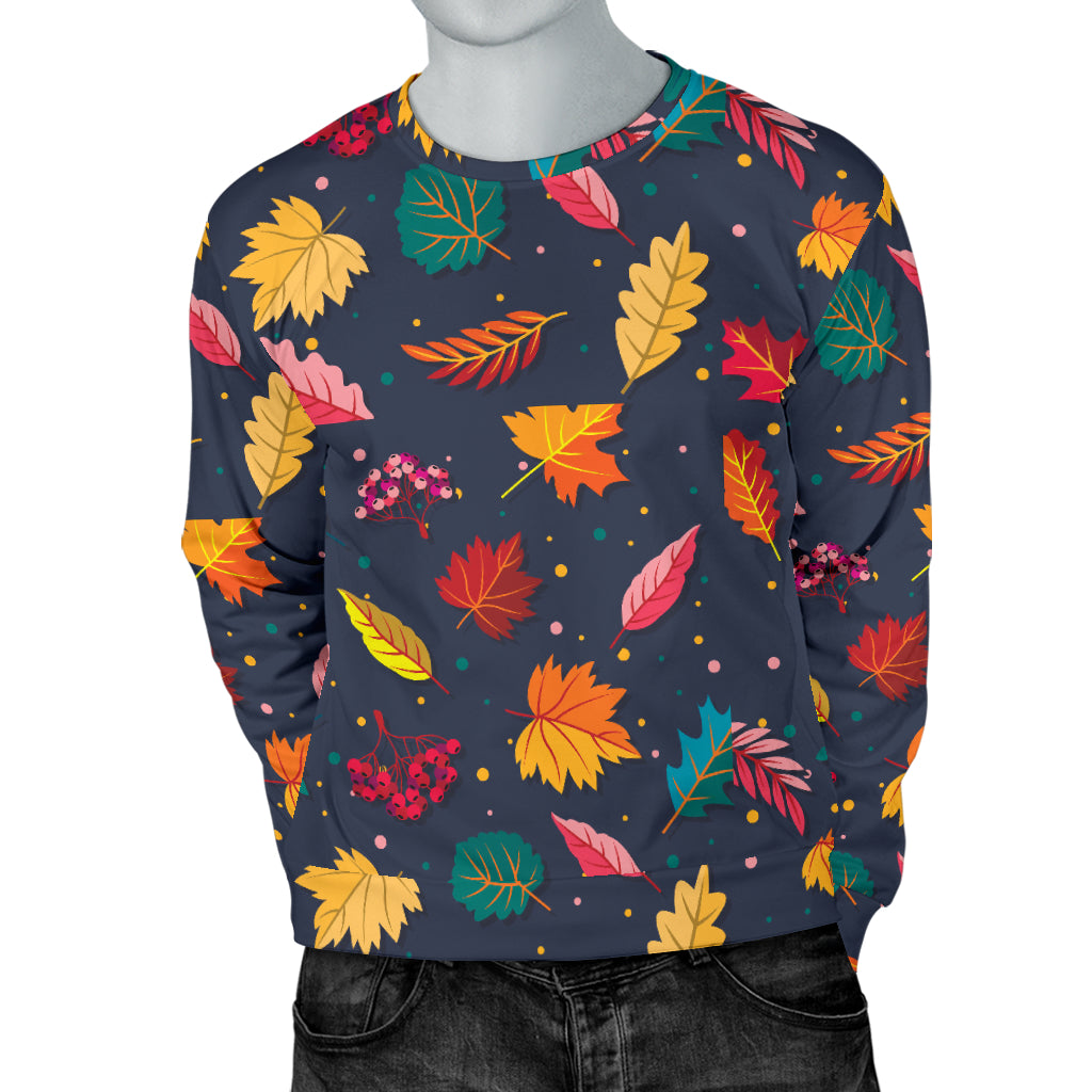 Elm Leave Colorful Print Pattern Men Long Sleeve Sweatshirt
