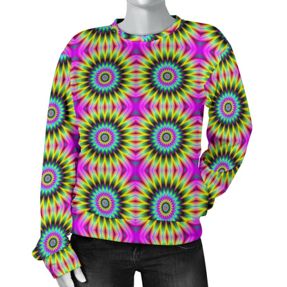 Optical illusion Flower Rainbow Style Women Long Sleeve Sweatshirt