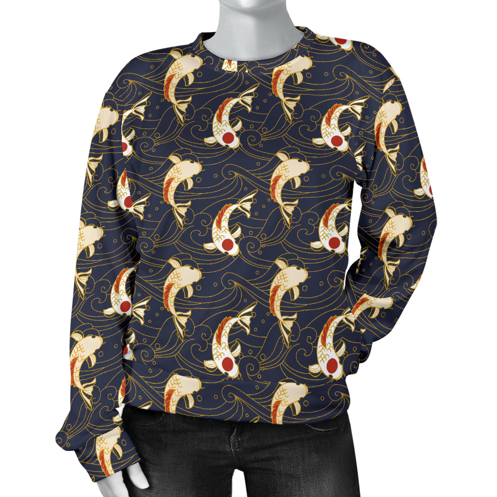 Koi Carp Japanese Design Themed Print Women Long Sleeve Sweatshirt