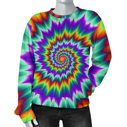 Optical illusion Pulsing fiery spirals Women Long Sleeve Sweatshirt