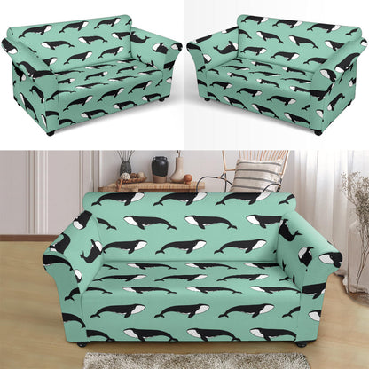 Whale Print Design LKS307 Loveseat Couch Slipcover
